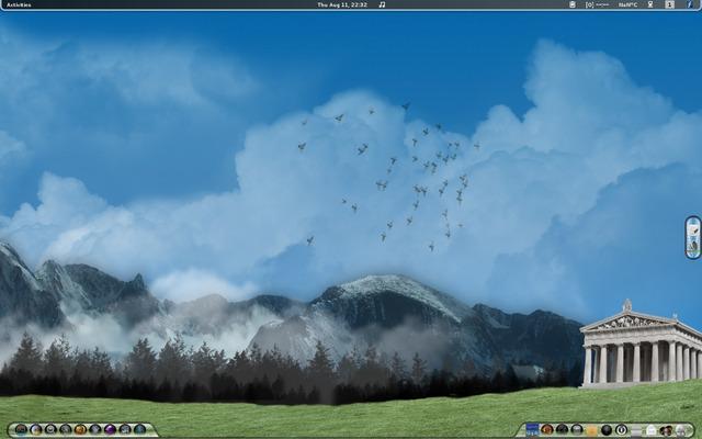 Gnome 3 screenshot with conky dock